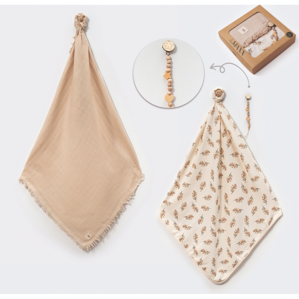 LOVEMAXX KIZ YAPRAKLI MÜSLİN PENYE BATTANİYE SET